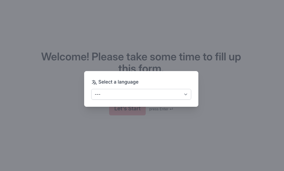 Language select dropdown screenshot